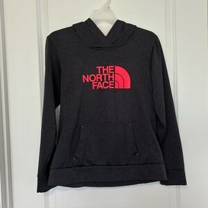 The North Face Women's Hoodie Charcoal and Pink Medium